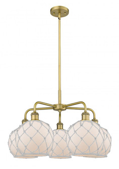Farmhouse Rope - 5 Light - 27 inch - Brushed Brass - Stem hung - Chandelier (3442|516-5CR-BB-G121-8RW)