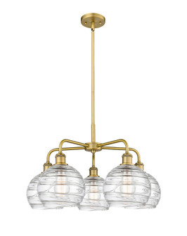 Athens Deco Swirl - 5 Light - 27 inch - Brushed Brass - Stem hung - Chandelier (3442|516-5CR-BB-G1213-8CL)