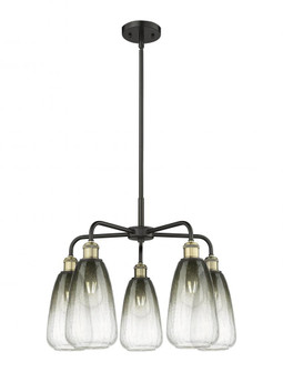 Brookhaven Almond - 5 Light - 25 inch - Black Antique Brass - Stem hung - Chandelier (3442|516-5CR-BAB-G480-6SL)