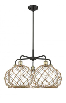 Farmhouse Rope - 5 Light - 29 inch - Black Antique Brass - Stem hung - Chandelier (3442|516-5CR-BAB-G122-10RB)