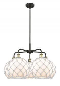 Farmhouse Rope - 5 Light - 29 inch - Black Antique Brass - Stem hung - Chandelier (3442|516-5CR-BAB-G121-10RW)