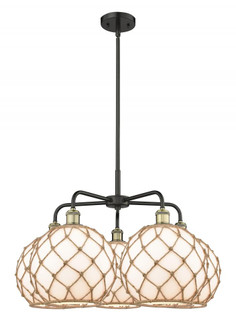 Farmhouse Rope - 5 Light - 29 inch - Black Antique Brass - Stem hung - Chandelier (3442|516-5CR-BAB-G121-10RB)