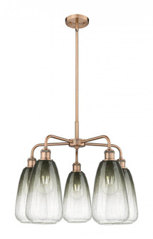 Brookhaven Almond - 5 Light - 25 inch - Antique Copper - Stem hung - Chandelier (3442|516-5CR-AC-G480-6SL)