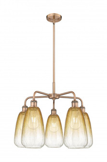Brookhaven Almond - 5 Light - 25 inch - Antique Copper - Stem hung - Chandelier (3442|516-5CR-AC-G480-6AM)