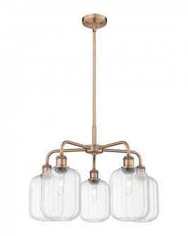 Preston Cylinder - 5 Light - 25 inch - Antique Copper - Stem hung - Chandelier (3442|516-5CR-AC-G460-7CL)