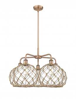 Farmhouse Rope - 5 Light - 29 inch - Antique Copper - Stem hung - Chandelier (3442|516-5CR-AC-G122-10RB)