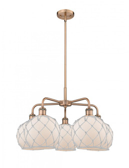 Farmhouse Rope - 5 Light - 27 inch - Antique Copper - Stem hung - Chandelier (3442|516-5CR-AC-G121-8RW)