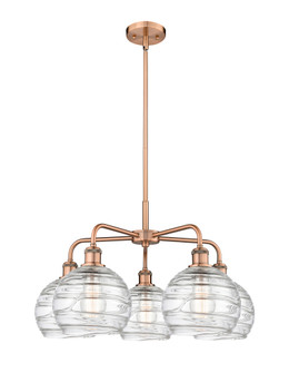 Athens Deco Swirl - 5 Light - 27 inch - Antique Copper - Stem hung - Chandelier (3442|516-5CR-AC-G1213-8CL)