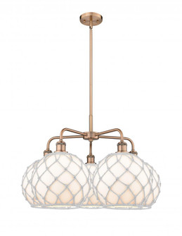 Farmhouse Rope - 5 Light - 29 inch - Antique Copper - Stem hung - Chandelier (3442|516-5CR-AC-G121-10RW)
