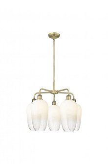 Brookhaven Flute - 5 Light - 26 inch - Antique Brass - Stem hung - Chandelier (3442|516-5CR-AB-G484-7OP)