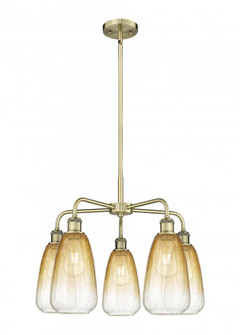 Brookhaven Almond - 5 Light - 25 inch - Antique Brass - Stem hung - Chandelier (3442|516-5CR-AB-G480-6AM)