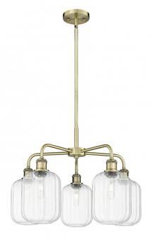 Preston Cylinder - 5 Light - 25 inch - Antique Brass - Stem hung - Chandelier (3442|516-5CR-AB-G460-7CL)