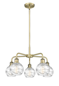 Athens Deco Swirl - 5 Light - 24 inch - Antique Brass - Stem hung - Chandelier (3442|516-5CR-AB-G1213-6CL)