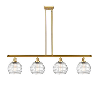Athens Deco Swirl - 4 Light - 48 inch - Satin Gold - Stem Hung - Island Light (3442|516-4I-SG-G1213-8CL)