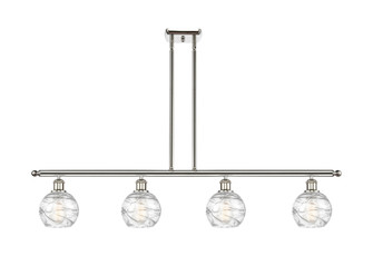 Athens Deco Swirl - 4 Light - 48 inch - Polished Nickel - Stem Hung - Island Light (3442|516-4I-PN-G1213-6CL)