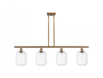 Preston Cylinder - 4 Light - 48 inch - Brushed Brass - Stem Hung - Island Light (3442|516-4I-BB-G460-7CL)