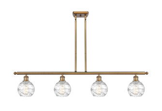 Athens Deco Swirl - 4 Light - 48 inch - Brushed Brass - Stem Hung - Island Light (3442|516-4I-BB-G1213-6CL)