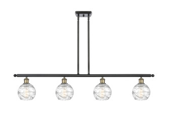 Athens Deco Swirl - 4 Light - 48 inch - Black Antique Brass - Stem Hung - Island Light (3442|516-4I-BAB-G1213-6CL)