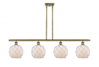 Farmhouse Rope - 4 Light - 48 inch - Antique Brass - Stem Hung - Island Light (3442|516-4I-AB-G121-8RW)
