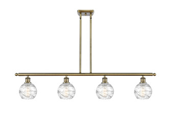 Athens Deco Swirl - 4 Light - 48 inch - Antique Brass - Stem Hung - Island Light (3442|516-4I-AB-G1213-6CL)