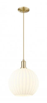White Venetian - 1 Light - 12 inch - Champagne Bronze - Cord hung - Mini Pendant (3442|716-1P-CB-G1217-12WV)