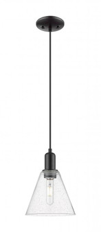 Berkshire Glass - 1 Light - 8 inch - Matte Black - Cord hung - Mini Pendant (3442|716-1P-BK-GBC-84)