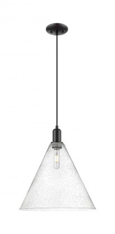 Berkshire Glass - 1 Light - 16 inch - Matte Black - Cord hung - Mini Pendant (3442|716-1P-BK-GBC-164)