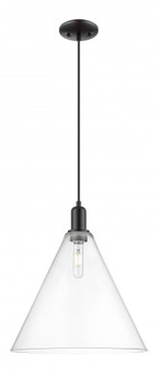 Berkshire Glass - 1 Light - 16 inch - Matte Black - Cord hung - Mini Pendant (3442|716-1P-BK-GBC-162)