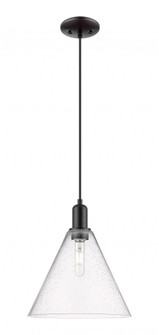 Berkshire Glass - 1 Light - 12 inch - Matte Black - Cord hung - Mini Pendant (3442|716-1P-BK-GBC-124)