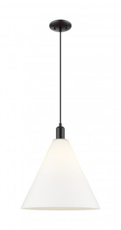 Berkshire Glass - 1 Light - 16 inch - Matte Black - Cord hung - Mini Pendant (3442|716-1P-BK-GBC-161)