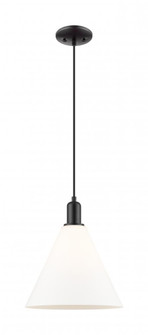 Berkshire Glass - 1 Light - 12 inch - Matte Black - Cord hung - Mini Pendant (3442|716-1P-BK-GBC-121)