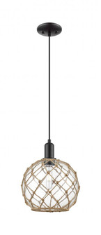 Farmhouse Rope - 1 Light - 10 inch - Matte Black - Cord hung - Mini Pendant (3442|716-1P-BK-G122-10RB)