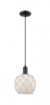 Farmhouse Rope - 1 Light - 8 inch - Matte Black - Cord hung - Mini Pendant (3442|716-1P-BK-G121-8RW)