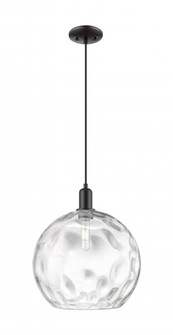 Athens Water Glass - 1 Light - 13 inch - Matte Black - Cord hung - Mini Pendant (3442|716-1P-BK-G1215-14)
