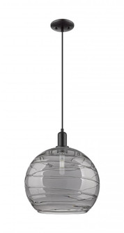 Athens Deco Swirl - 1 Light - 14 inch - Matte Black - Cord hung - Mini Pendant (3442|716-1P-BK-G1213-14SM)