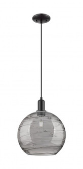 Athens Deco Swirl - 1 Light - 12 inch - Matte Black - Cord hung - Mini Pendant (3442|716-1P-BK-G1213-12SM)