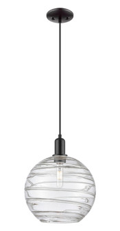 Athens Deco Swirl - 1 Light - 12 inch - Matte Black - Cord hung - Mini Pendant (3442|716-1P-BK-G1213-12CL)