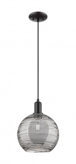 Athens Deco Swirl - 1 Light - 10 inch - Matte Black - Cord hung - Mini Pendant (3442|716-1P-BK-G1213-10SM)