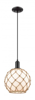 Farmhouse Rope - 1 Light - 10 inch - Matte Black - Cord hung - Mini Pendant (3442|716-1P-BK-G121-10RB)