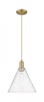 Berkshire Glass - 1 Light - 12 inch - Brushed Brass - Cord hung - Mini Pendant (3442|716-1P-BB-GBC-122)