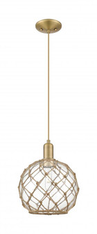 Farmhouse Rope - 1 Light - 10 inch - Brushed Brass - Cord hung - Mini Pendant (3442|716-1P-BB-G122-10RB)
