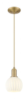 White Venetian - 1 Light - 6 inch - Brushed Brass - Cord hung - Mini Pendant (3442|716-1P-BB-G1217-6WV)