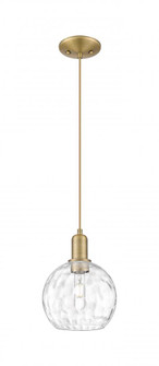 Athens Water Glass - 1 Light - 8 inch - Brushed Brass - Cord hung - Mini Pendant (3442|716-1P-BB-G1215-8)