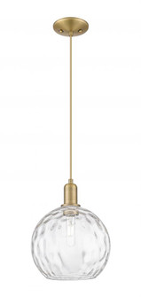 Athens Water Glass - 1 Light - 10 inch - Brushed Brass - Cord hung - Mini Pendant (3442|716-1P-BB-G1215-10)