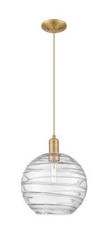 Athens Deco Swirl - 1 Light - 12 inch - Brushed Brass - Cord hung - Mini Pendant (3442|716-1P-BB-G1213-12CL)