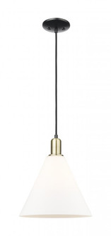 Berkshire Glass - 1 Light - 12 inch - Black Antique Brass - Cord hung - Mini Pendant (3442|716-1P-BAB-GBC-121)