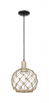 Farmhouse Rope - 1 Light - 10 inch - Black Antique Brass - Cord hung - Mini Pendant (3442|716-1P-BAB-G122-10RB)