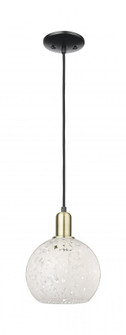 White Mouchette - 1 Light - 8 inch - Black Antique Brass - Cord hung - Mini Pendant (3442|716-1P-BAB-G1216-8WM)