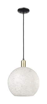 White Mouchette - 1 Light - 12 inch - Black Antique Brass - Cord hung - Mini Pendant (3442|716-1P-BAB-G1216-12WM)