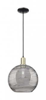 Athens Deco Swirl - 1 Light - 12 inch - Black Antique Brass - Cord hung - Mini Pendant (3442|716-1P-BAB-G1213-12SM)